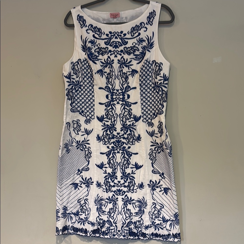 Phase Eight size 12 Blue Sheath Mini Dress Sleeveless Crew Neck